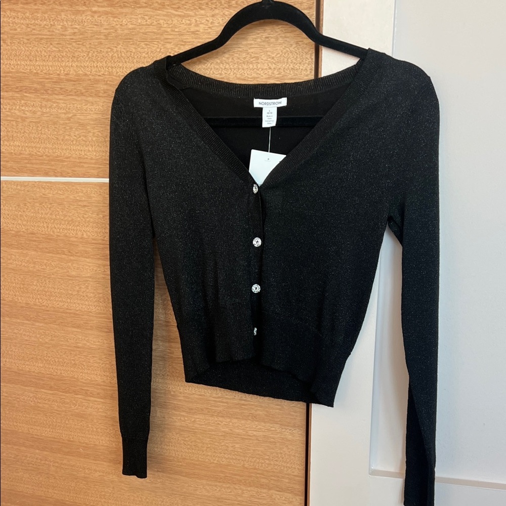 Black Sparkly Girls Nordstrom Cardigan with Buttons